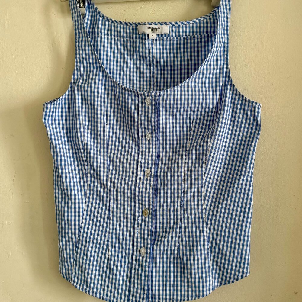 THAKOON NWOT Beautiful Plaid Milkmaid Button Down Top size 6